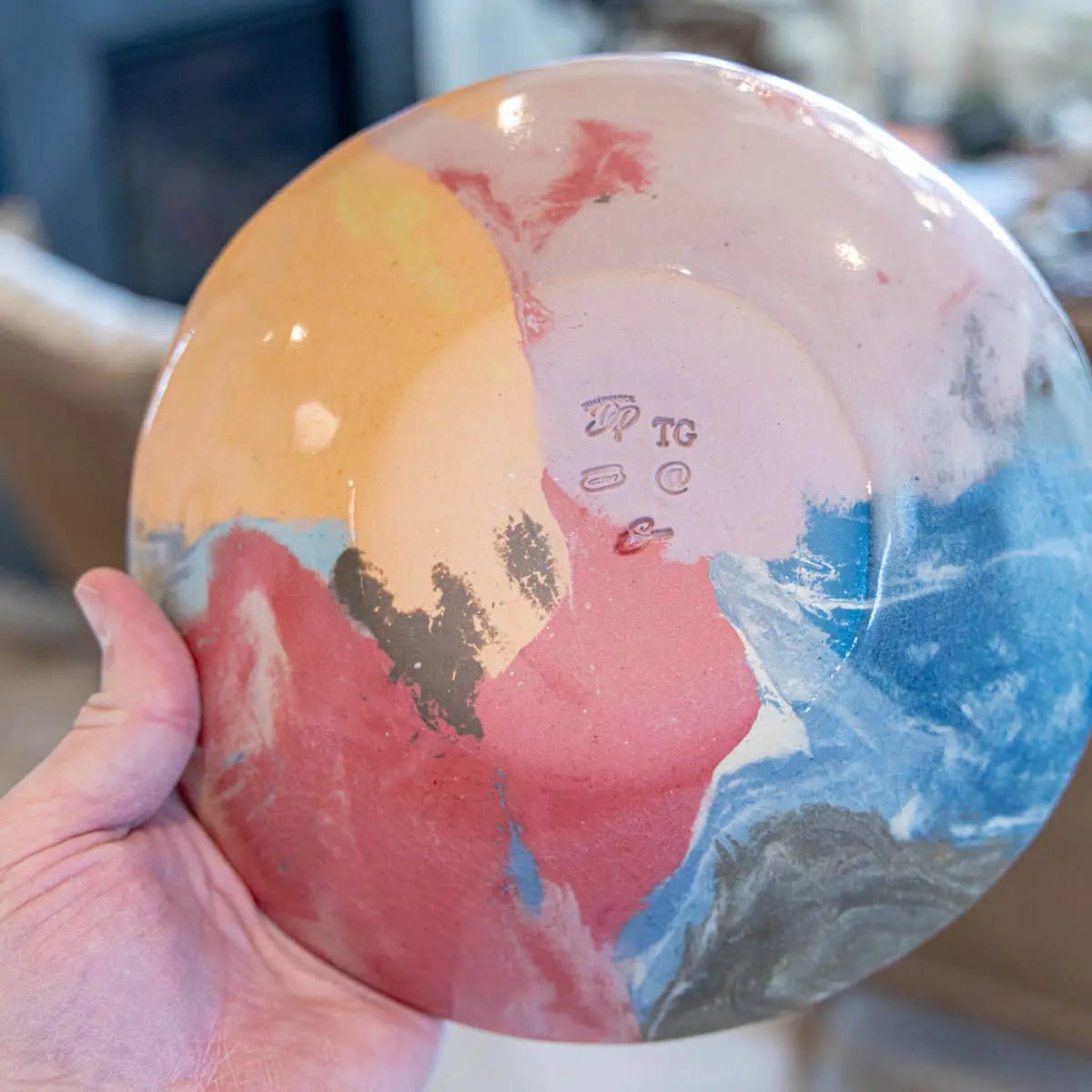 #01 Medium Stoneware Decorative Serving Bowl Rainbow Nerikomi Bowl (Color Spectrum Series) - Dan Pearce Ceramics