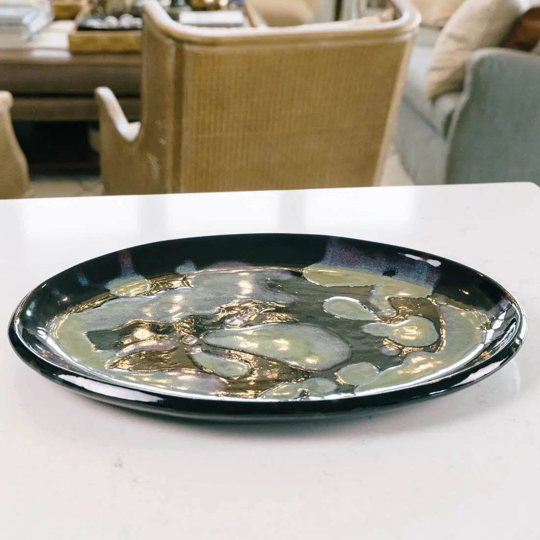 #02 XL Stoneware Serving Platter - Abstract Lava Lamp Art - (Creative Collection) - Dan Pearce Ceramics