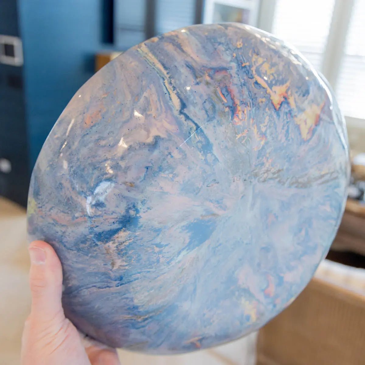 #03 XL Stoneware Nerikomi Decorative Serving Bowl "Rainbow Dark" (Color Spectrum Series) - Dan Pearce Ceramics