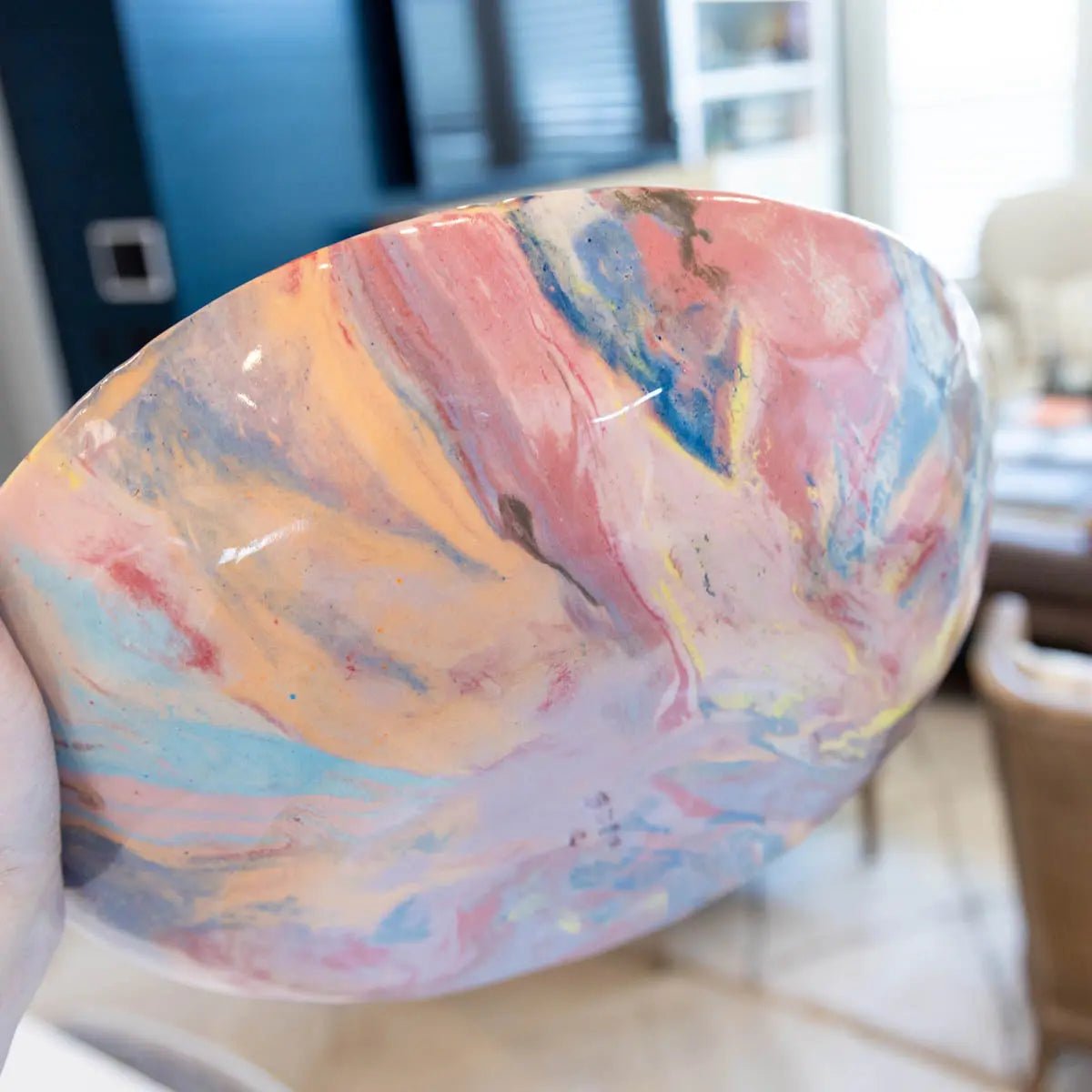 #05 XXL Stoneware Nerikomi Decorative Serving Bowl "Rainbow Bright" (Color Spectrum Series) - Dan Pearce Ceramics