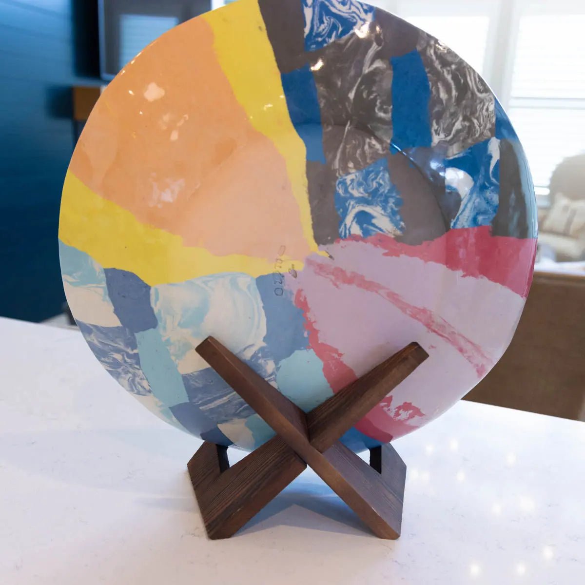 #06 XXL Stoneware Nerikomi Patchwork Decorative Serving Platter (Color Spectrum Series) - Dan Pearce Ceramics