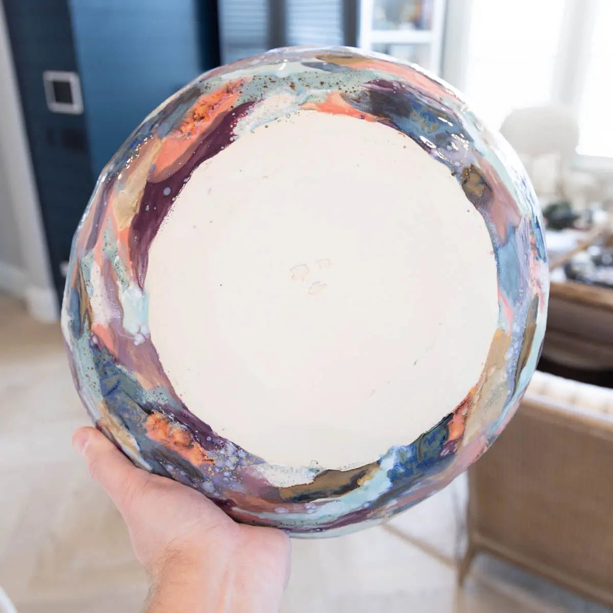 #09 XXL Stoneware Deep Decorative Serving Bowl Abstract Art (Color Spectrum Series) - Dan Pearce Ceramics