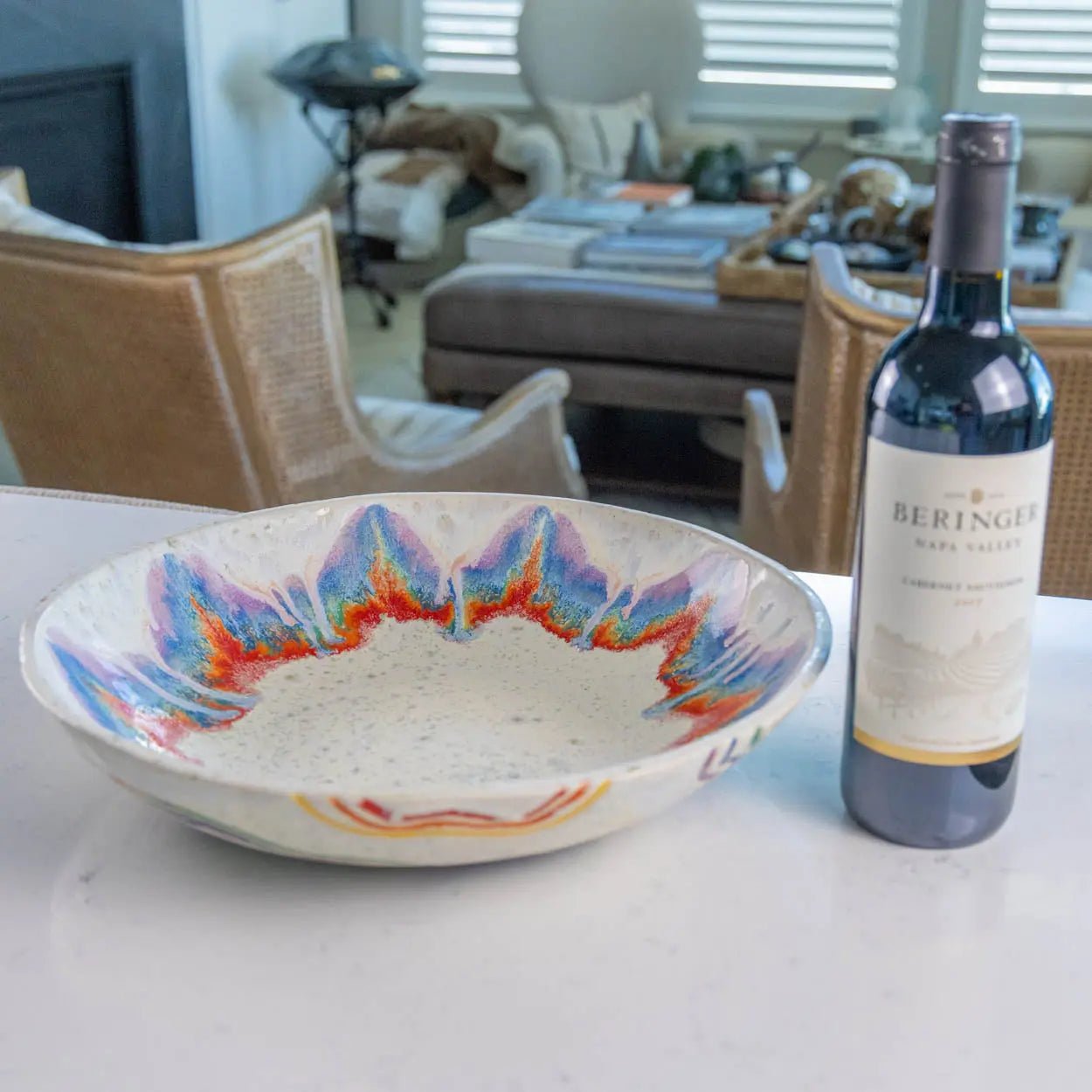 #13 XL Stoneware Rainbow Starburst Decorative Serving Bowl (Color Spectrum Series) - Dan Pearce Ceramics