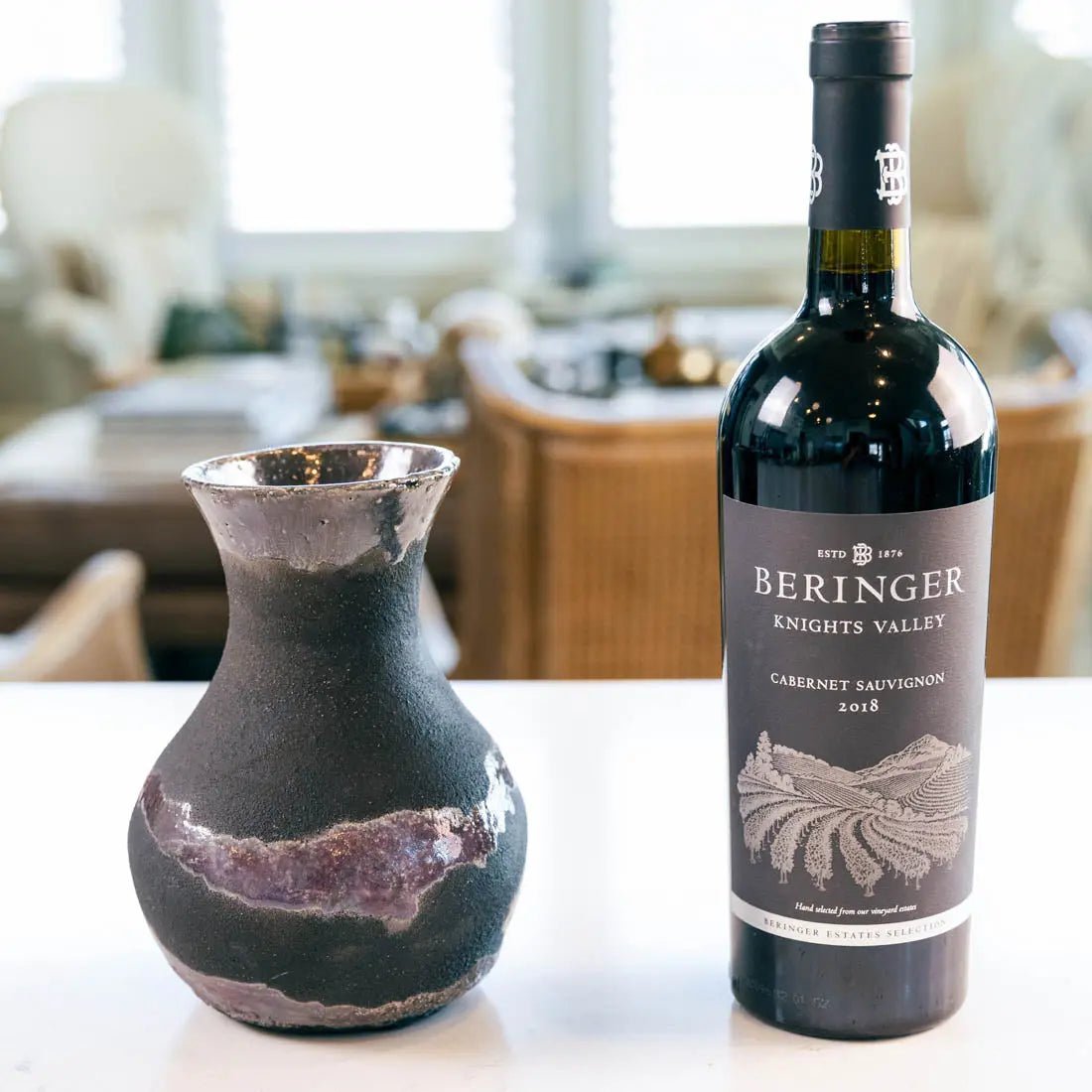#20 Medium Raku Decorative Boiled Pot - Charcoal & Dark Plum - (Creative Collection) - Dan Pearce Ceramics