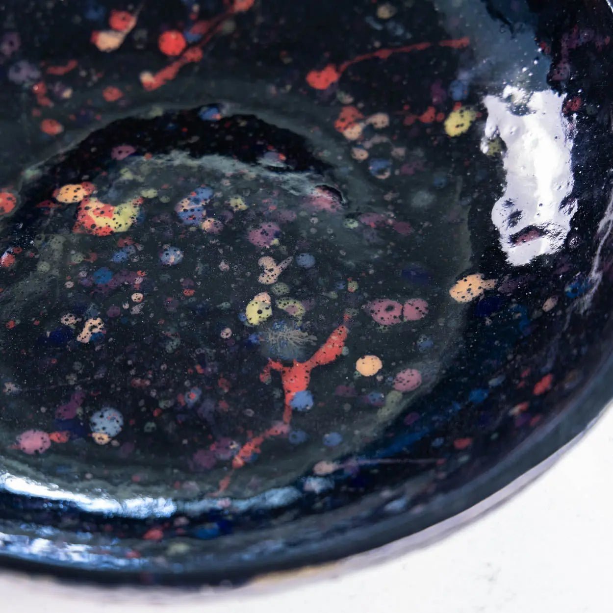 #20 XL Stoneware Colorful Galaxy with Bands of Pewter Decorative Serving Bowl (Color Spectrum Series) SECONDS - Dan Pearce Ceramics