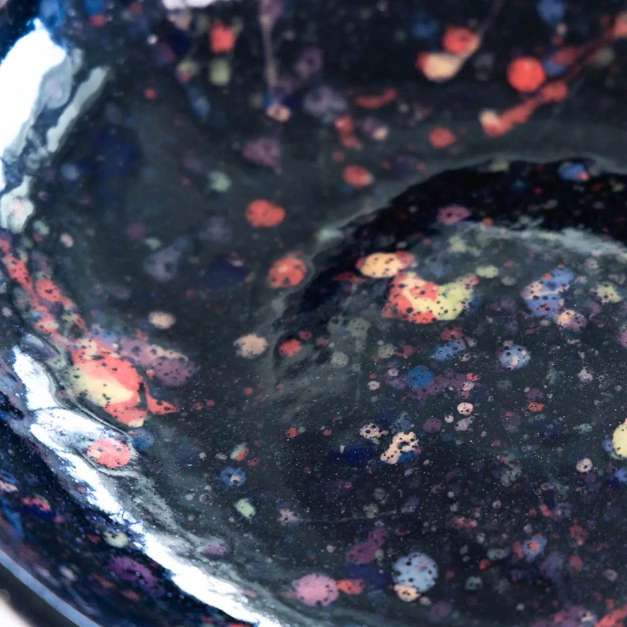 #20 XL Stoneware Colorful Galaxy with Bands of Pewter Decorative Serving Bowl (Color Spectrum Series) SECONDS - Dan Pearce Ceramics