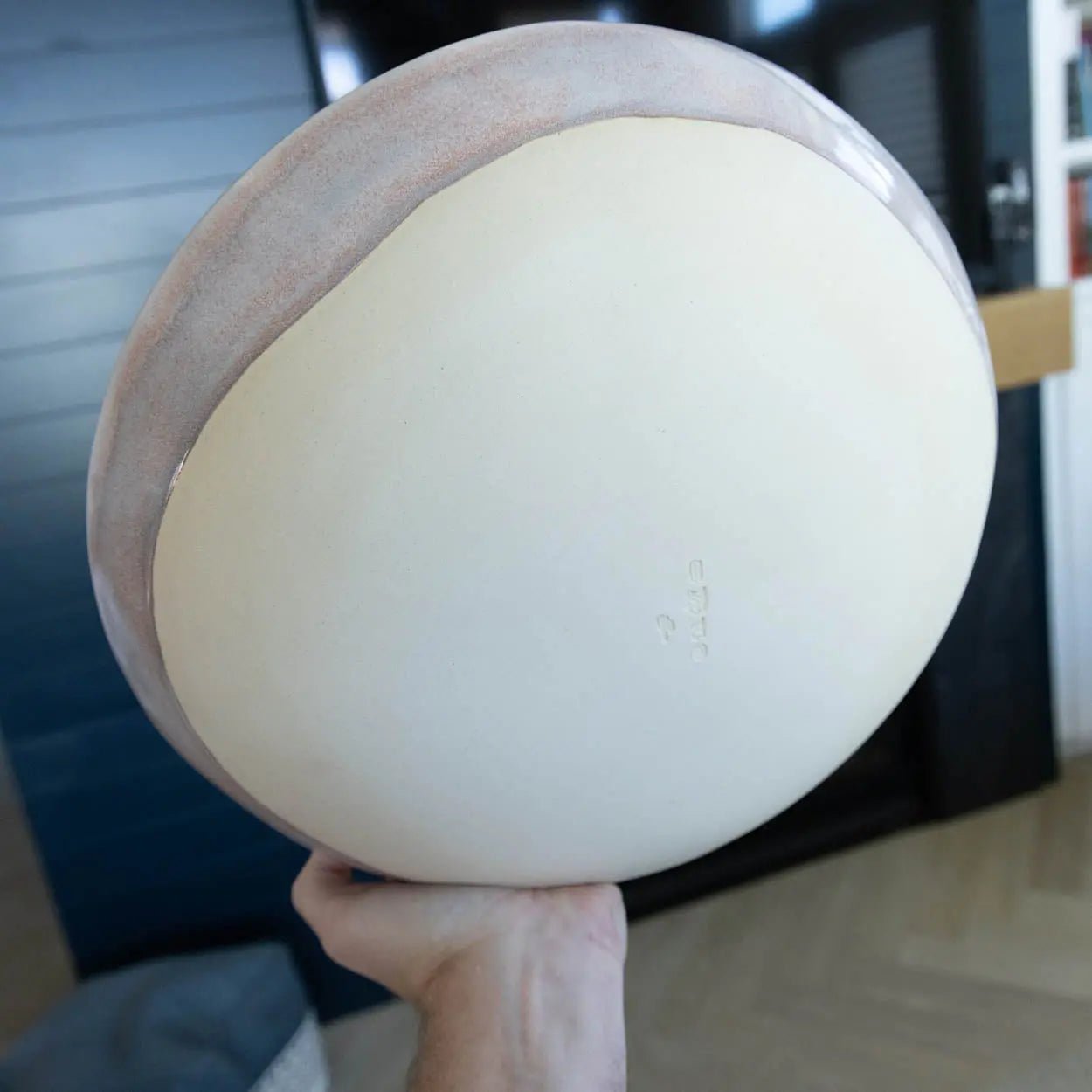 #25 XL Stoneware Subdued Colors Running on Cream Decorative Serving Bowl (Color Spectrum Series) - Dan Pearce Ceramics