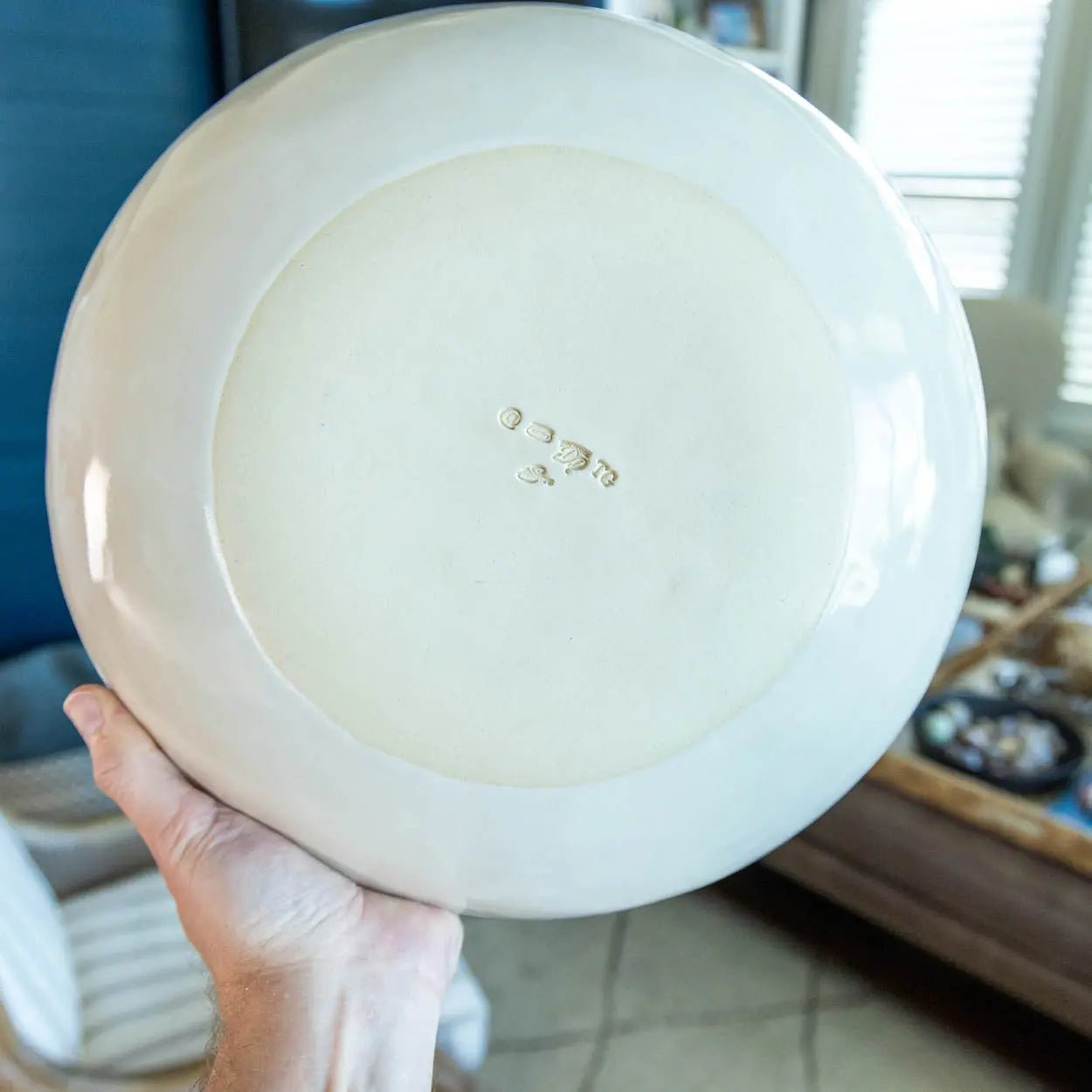 #26 XL Stoneware Subdued Colors on Cream Decorative Serving Bowl (Color Spectrum Series) SECONDS - Dan Pearce Ceramics