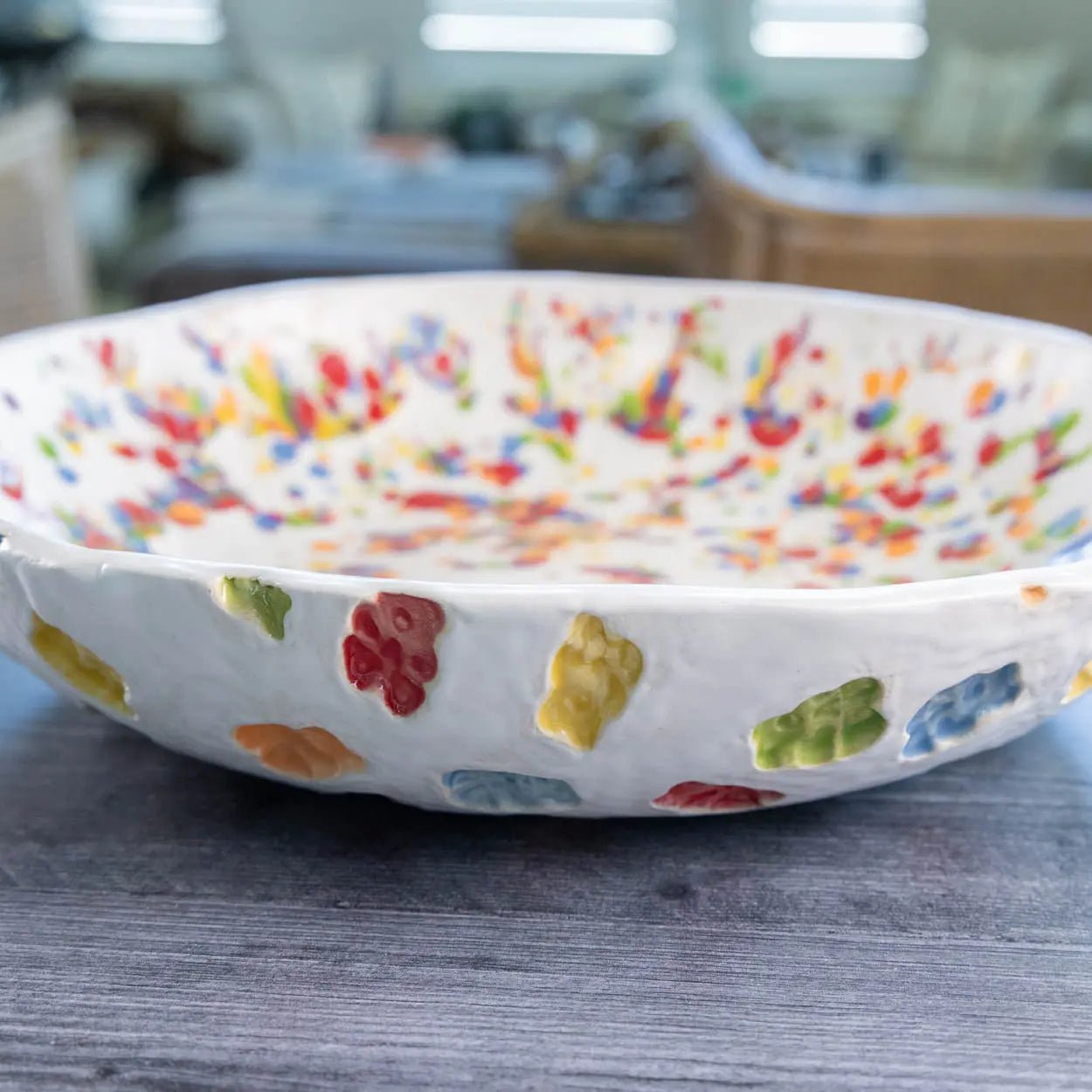 #28 XL Stoneware Gummy Bear and Sprinkles Decorative Serving Bowl (Color Spectrum Series) - Dan Pearce Ceramics