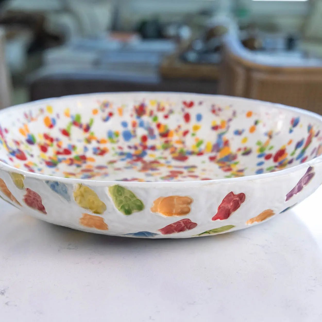 #28 XL Stoneware Gummy Bear and Sprinkles Decorative Serving Bowl (Color Spectrum Series) - Dan Pearce Ceramics