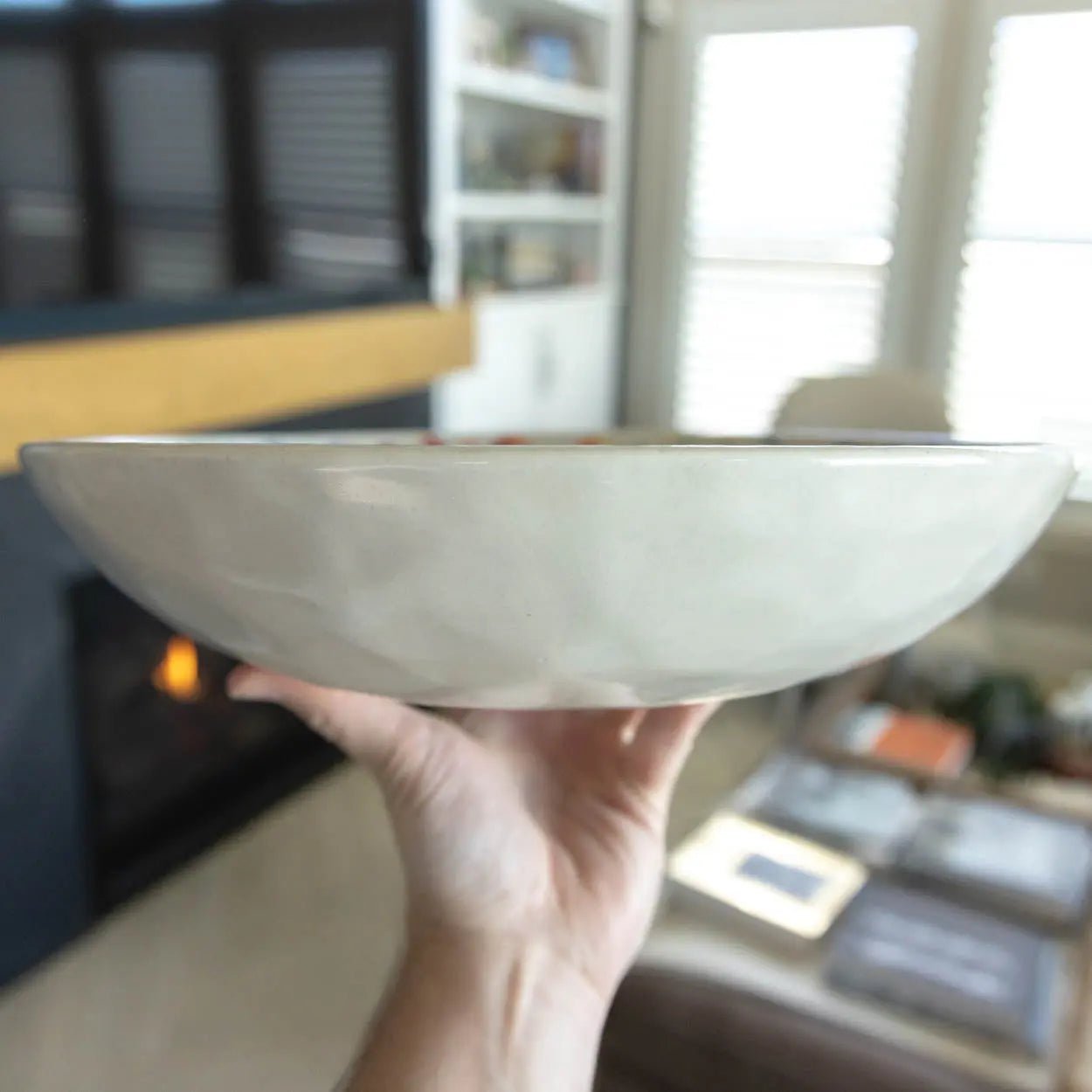 #30 XL Stonework Rainbow Alchemy on Eggshell Decorative Serving Bowl (Color Spectrum Series) - Dan Pearce Ceramics