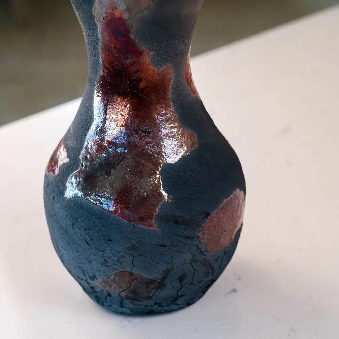 #35 XL Raku Decorative Boiled Pot/Vase - Coppers, Charcoals - (Creative Collection) - Dan Pearce Ceramics