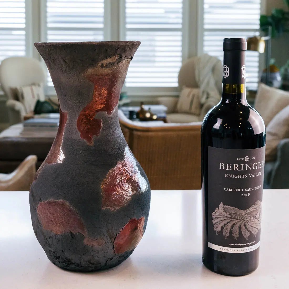 #35 XL Raku Decorative Boiled Pot/Vase - Coppers, Charcoals - (Creative Collection) - Dan Pearce Ceramics