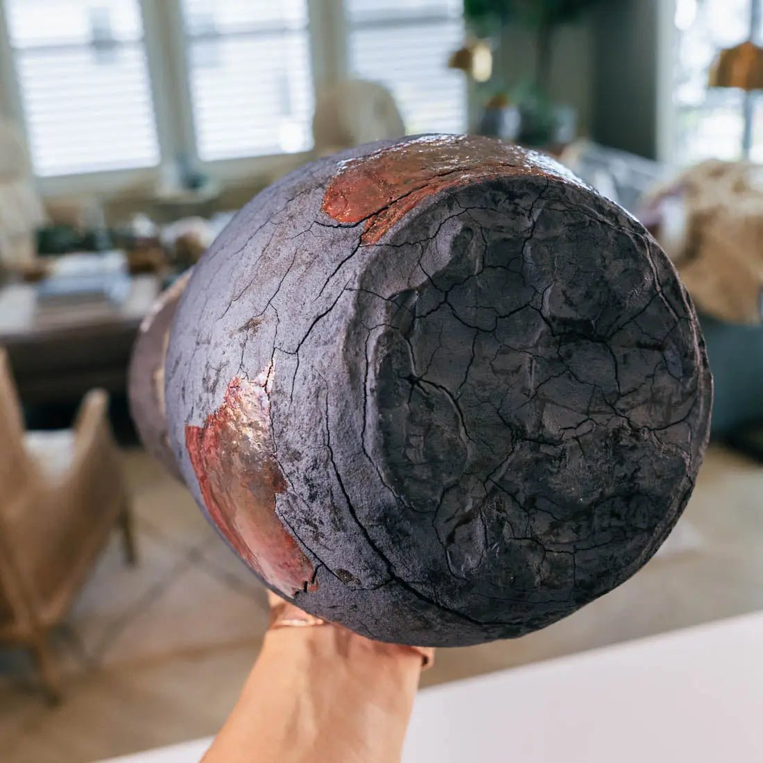 #35 XL Raku Decorative Boiled Pot/Vase - Coppers, Charcoals - (Creative Collection) - Dan Pearce Ceramics