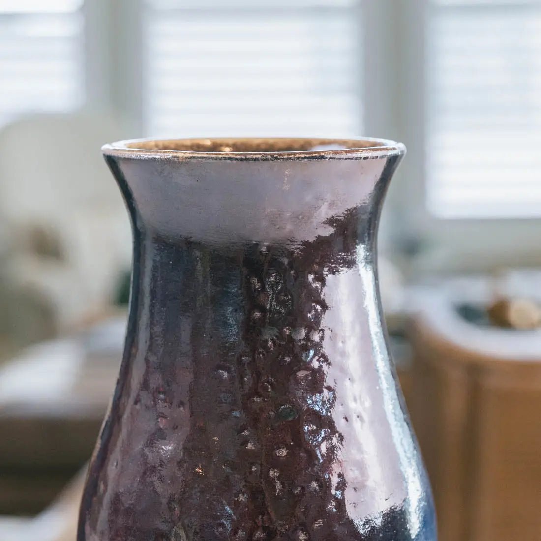 #36 XL Raku Decorative Pot/Vase - Darks & Creams - (Creative Collection) SECONDS - Dan Pearce Ceramics