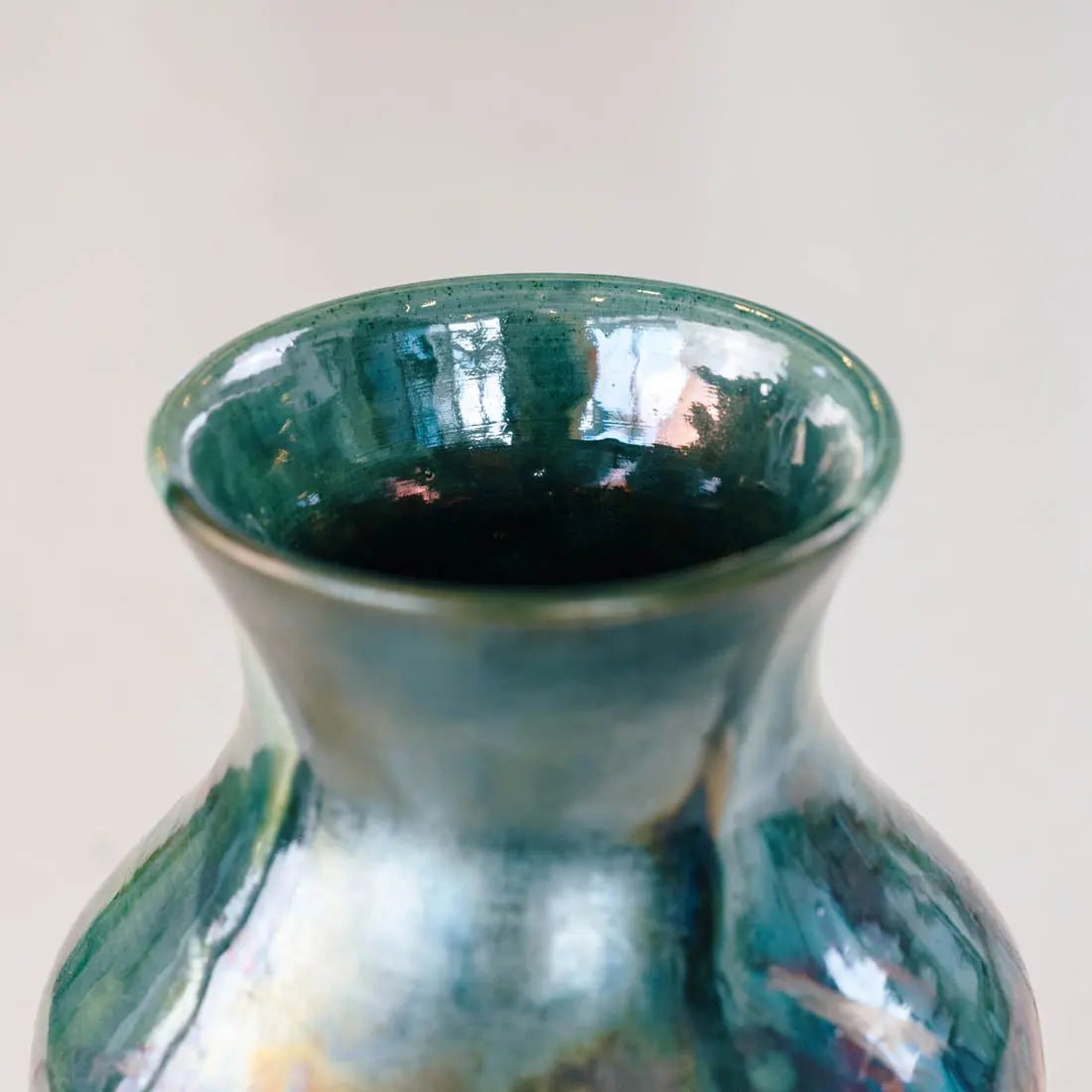 #39 Large Stoneware Decorative Raku Pot - Coppers & Greens - (Creative Collection) - Dan Pearce Ceramics