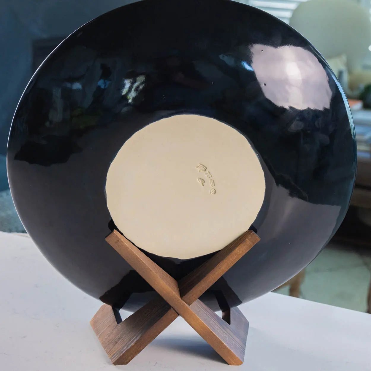 #39 Xl Stoneware Decorative Serving Platter with Blues, Whites, and Subtle Colors (Color Spectrum Series) - Dan Pearce Ceramics