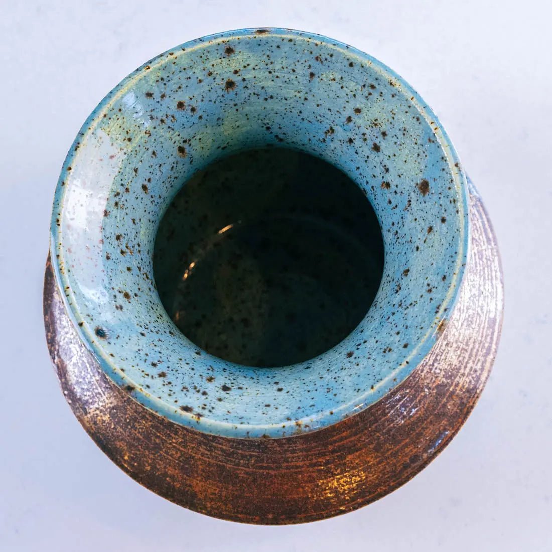 #42 XL Stoneware Decorative Pot - Leopard Turquoise with Ancient Copper - (Creative Collection) - Dan Pearce Ceramics