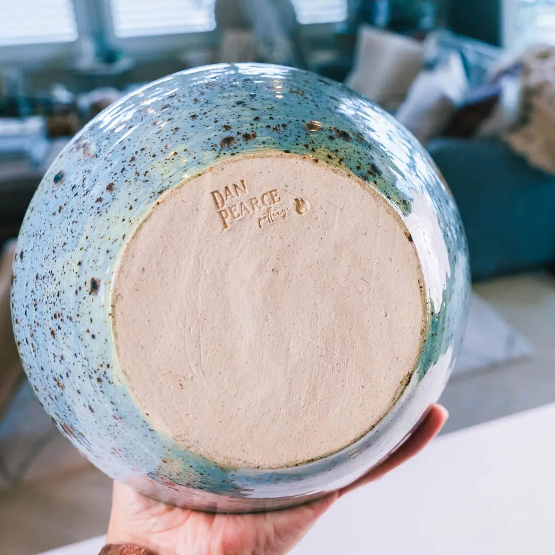 #42 XL Stoneware Decorative Pot - Leopard Turquoise with Ancient Copper - (Creative Collection) - Dan Pearce Ceramics