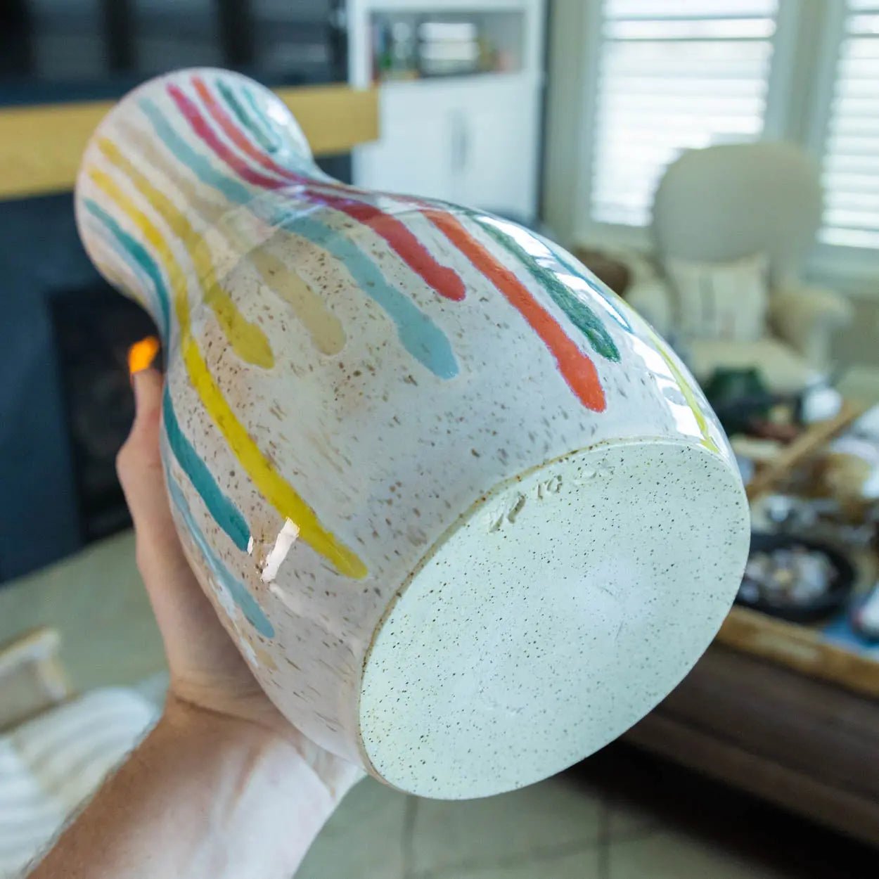 #45 XL Stoneware Tall Muted - Rainbow Vertical Decorative Vase (Color Spectrum Series) - Dan Pearce Ceramics