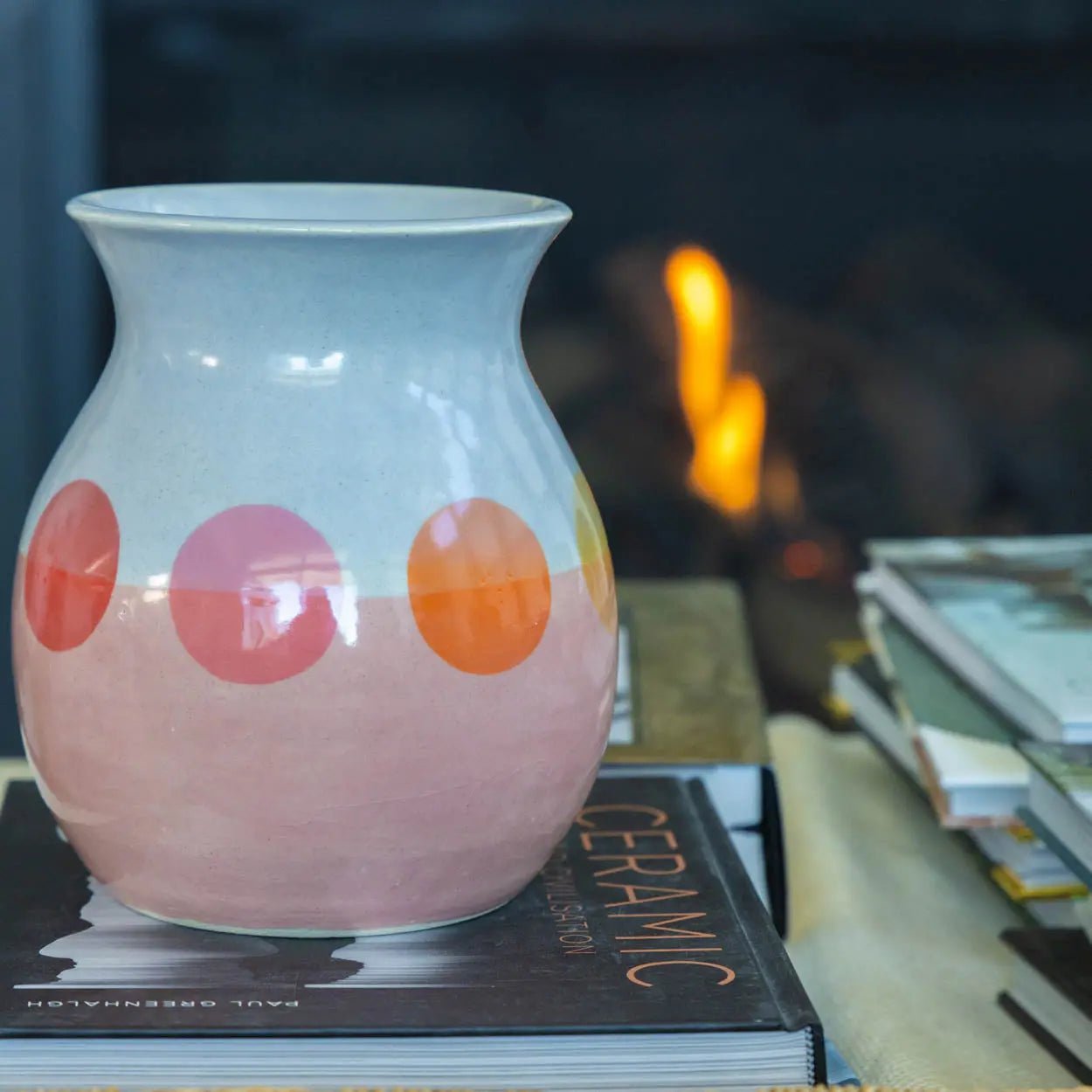 #47 Large Stoneware Modern Rainbow Circle Decorative Vase/Pot (Color Spectrum Series - Dan Pearce Ceramics