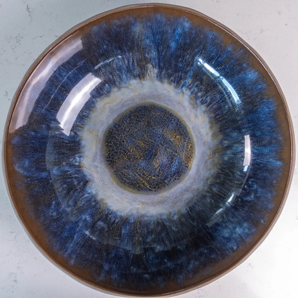 #53 GIANT 19.5 Quart Stoneware Decorative Serving Bowl - Grays, Browns, Blues, & Creams (Color Spectrum Series) - Dan Pearce Ceramics