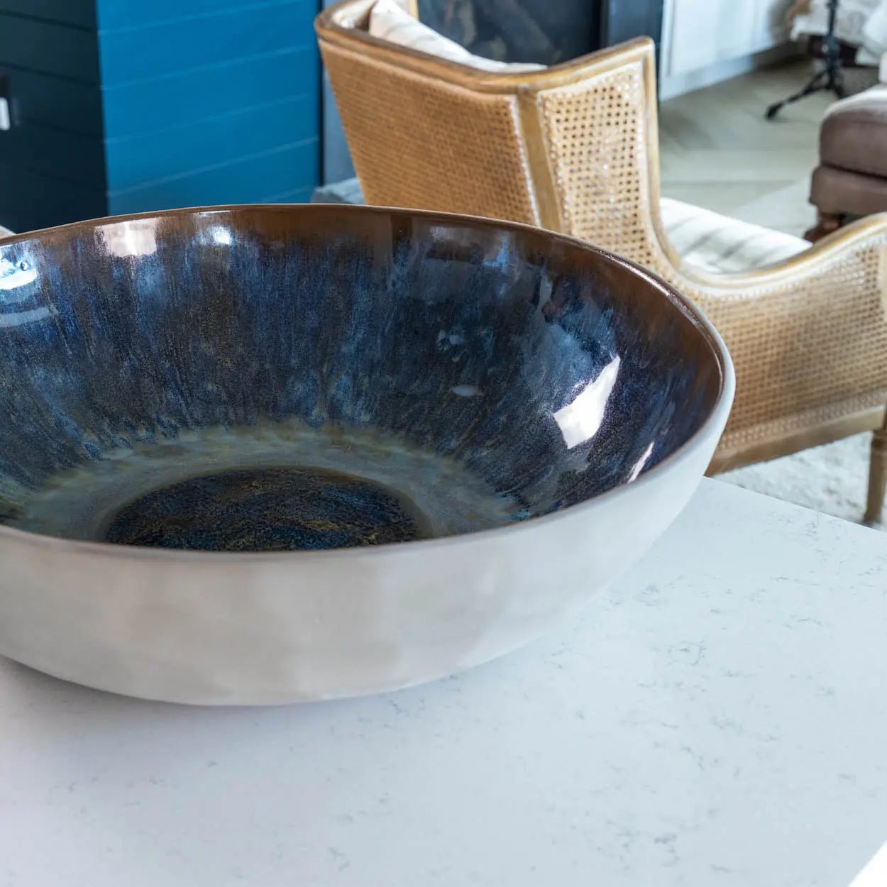 #53 GIANT 19.5 Quart Stoneware Decorative Serving Bowl - Grays, Browns, Blues, & Creams (Color Spectrum Series) - Dan Pearce Ceramics