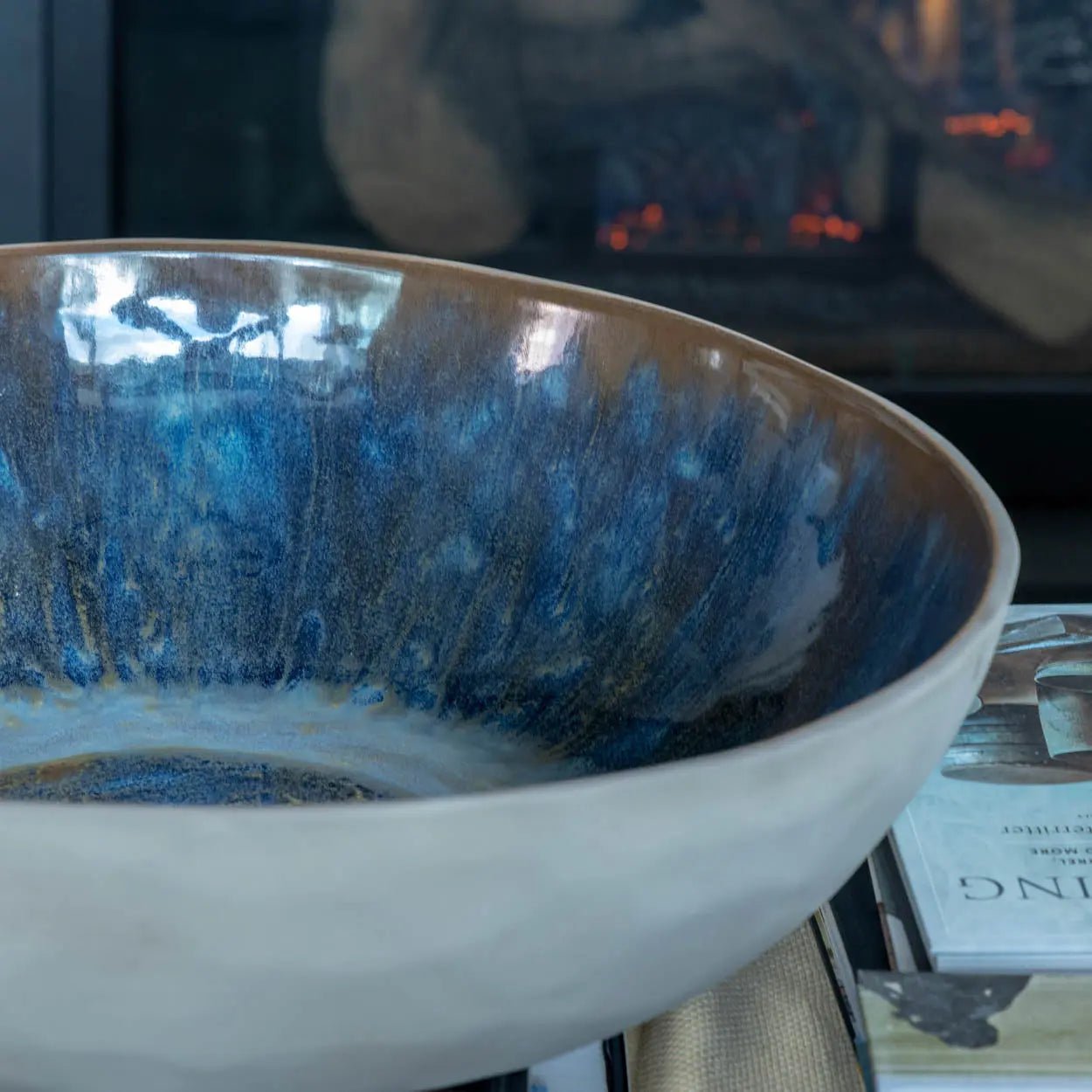 #53 GIANT 19.5 Quart Stoneware Decorative Serving Bowl - Grays, Browns, Blues, & Creams (Color Spectrum Series) - Dan Pearce Ceramics