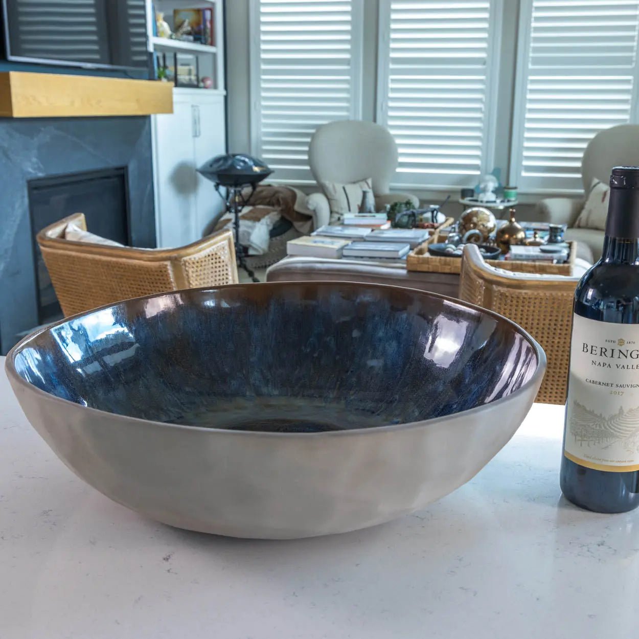 #53 GIANT 19.5 Quart Stoneware Decorative Serving Bowl - Grays, Browns, Blues, & Creams (Color Spectrum Series) - Dan Pearce Ceramics