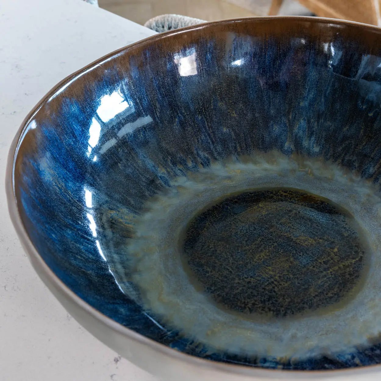 #53 GIANT 19.5 Quart Stoneware Decorative Serving Bowl - Grays, Browns, Blues, & Creams (Color Spectrum Series) - Dan Pearce Ceramics