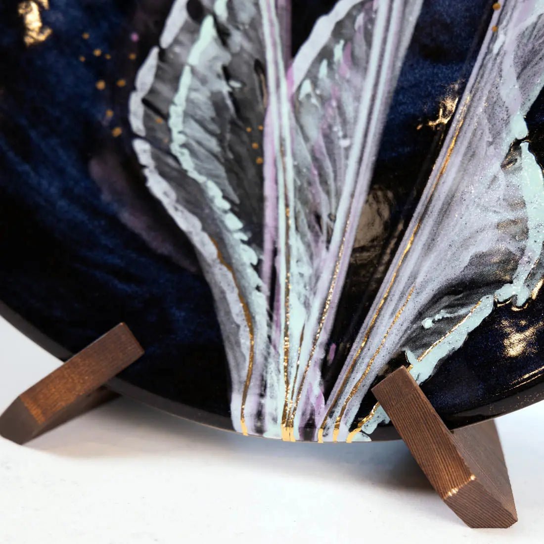 #55 XL Gray Stoneware Serving Platter - Abstract Art with REAL GOLD - (Creative Collection) - Dan Pearce Ceramics