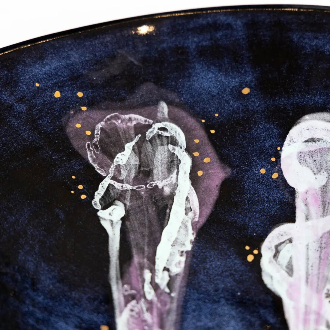 #55 XL Gray Stoneware Serving Platter - Abstract Art with REAL GOLD - (Creative Collection) - Dan Pearce Ceramics