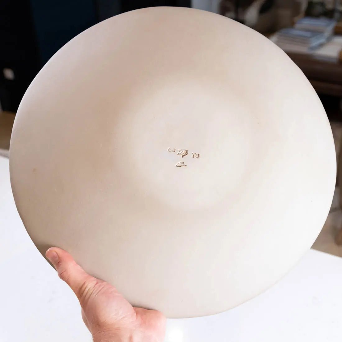 #55 XL Gray Stoneware Serving Platter - Abstract Art with REAL GOLD - (Creative Collection) - Dan Pearce Ceramics