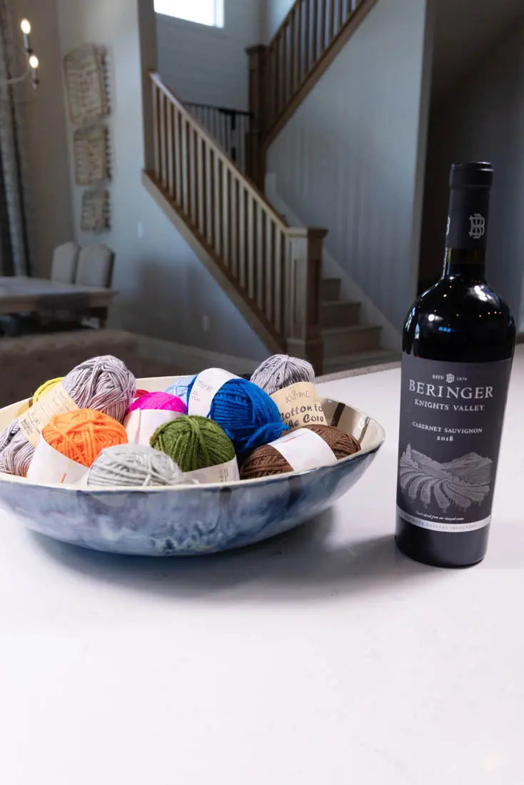 Bowl #18 XXL Stoneware Ringed Interior Flowy Blues Exterior (Big Bowl Series)