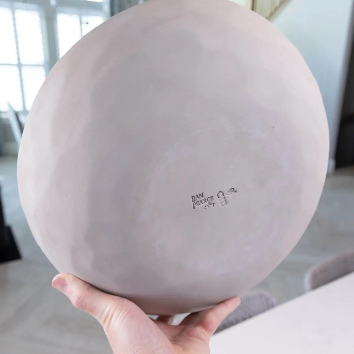 XXL Gray Stoneware Serving/Decorative Bowl - Reflective Surface with Blues, Creams, & Purples (Alchemy Collection)