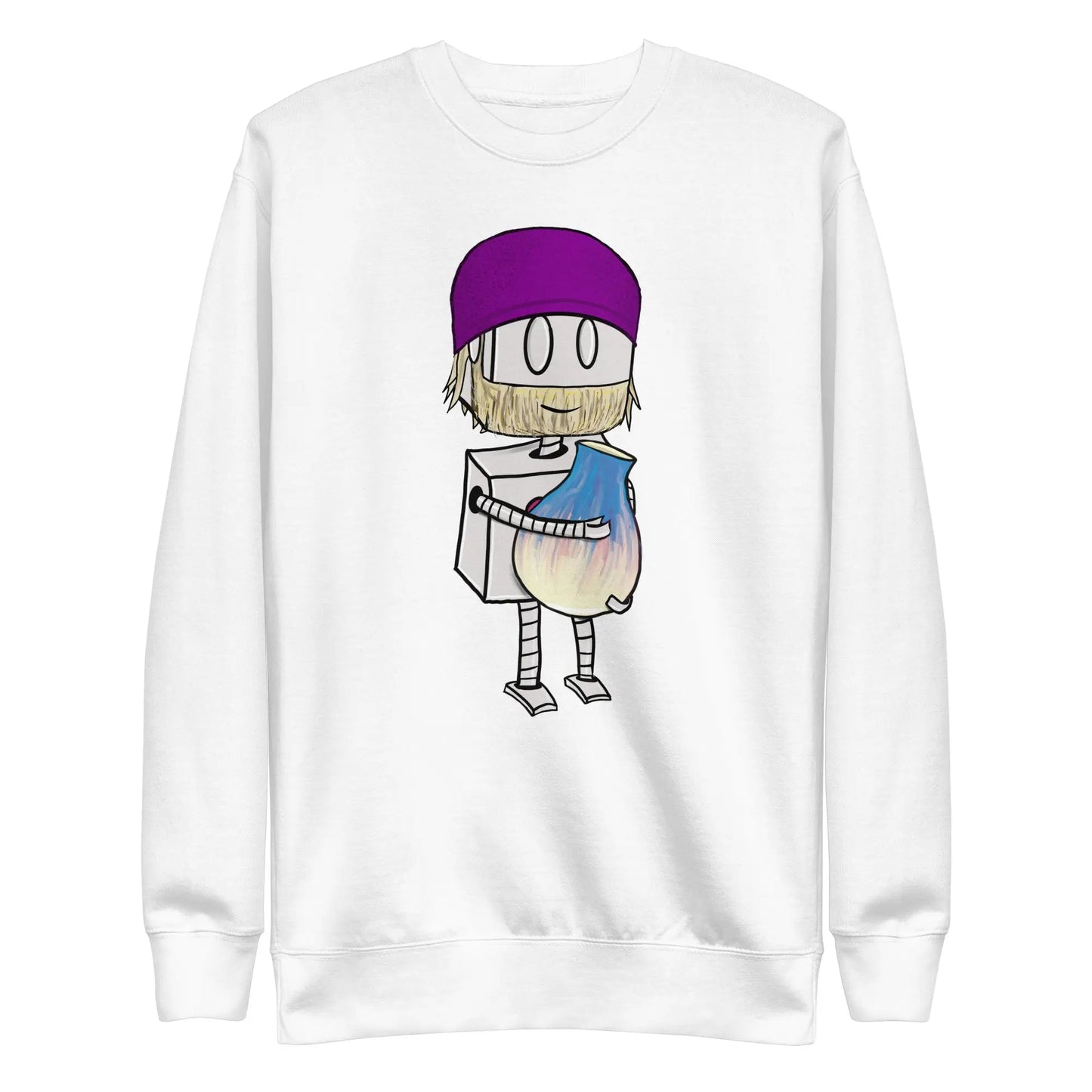 "Adorable Robot" Unisex Crewneck Sweatshirt (Bearded Potter with Beanie Version) - Dan Pearce Ceramics