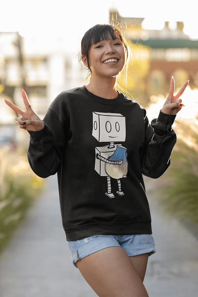 "Adorable Robot" Unisex Crewneck Sweatshirt (Robot & Pottery Version) - Dan Pearce Ceramics