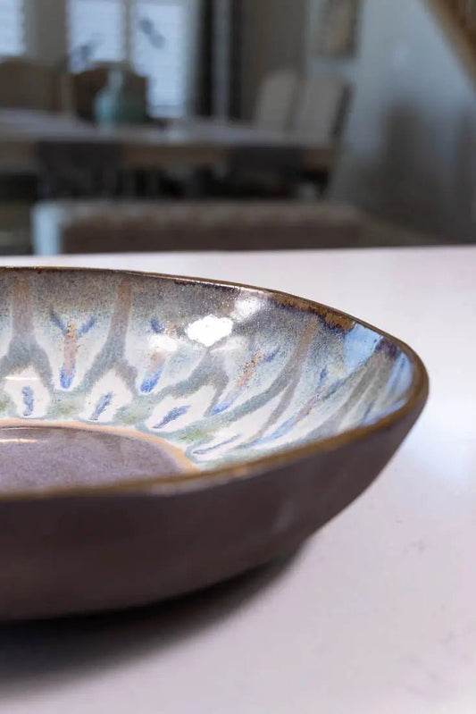 Bowl #48 XL Dark Brown Stoneware Peacock Serving Bowl (Big Bowl Series) - Dan Pearce Ceramics