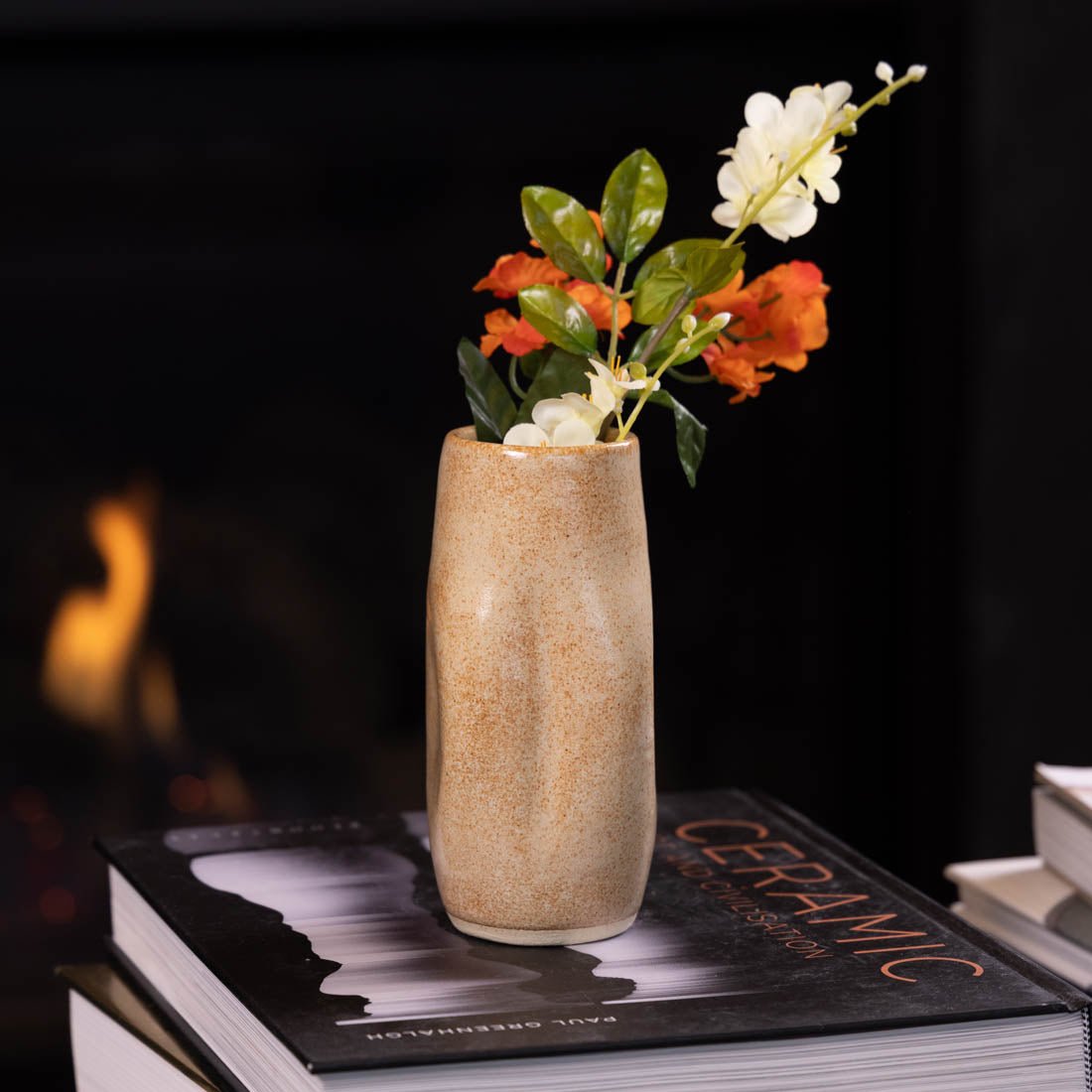 Pot #25 - Medium Manipulated Pot (Shino Browns & Creams) - Dan Pearce Ceramics