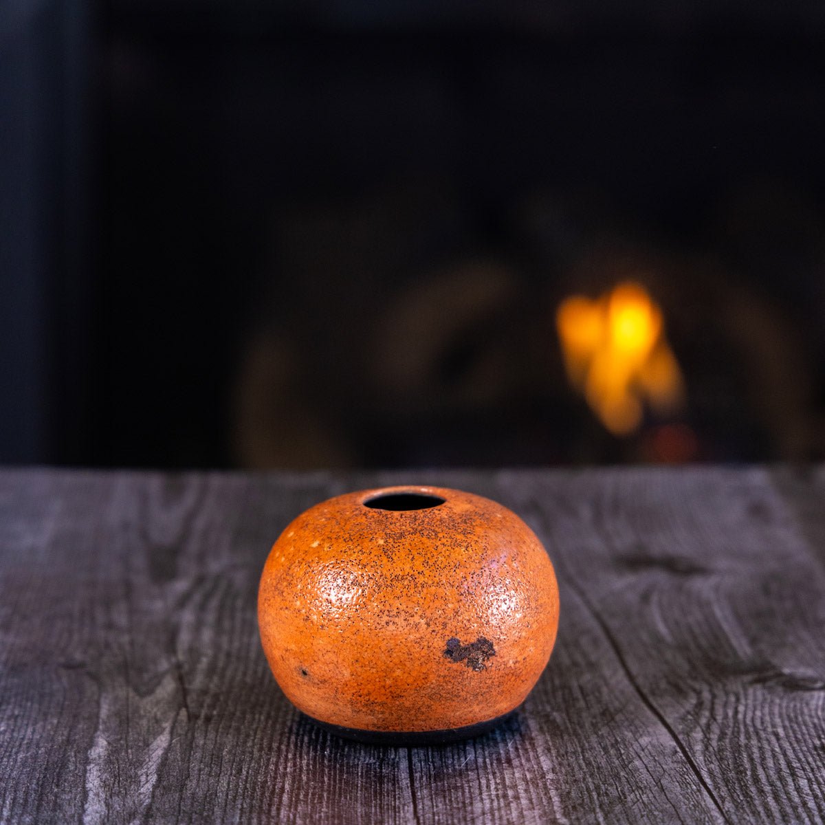 Pot #343 - Small Raku - Fired Decorative Sphere Pot - Dan Pearce Ceramics
