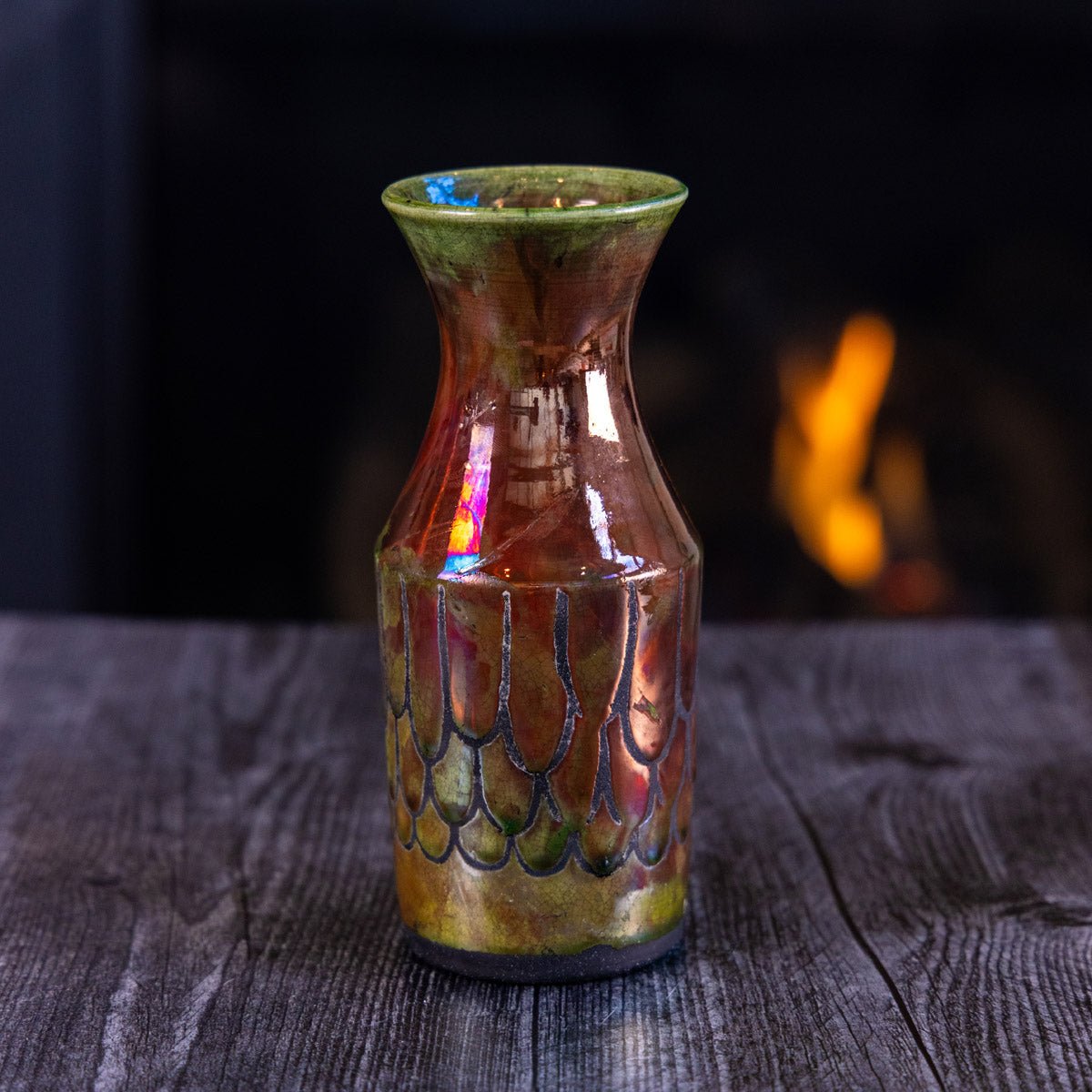 Pot #359 - Large Raku - Fired Decorative Pot/Vase - Dan Pearce Ceramics
