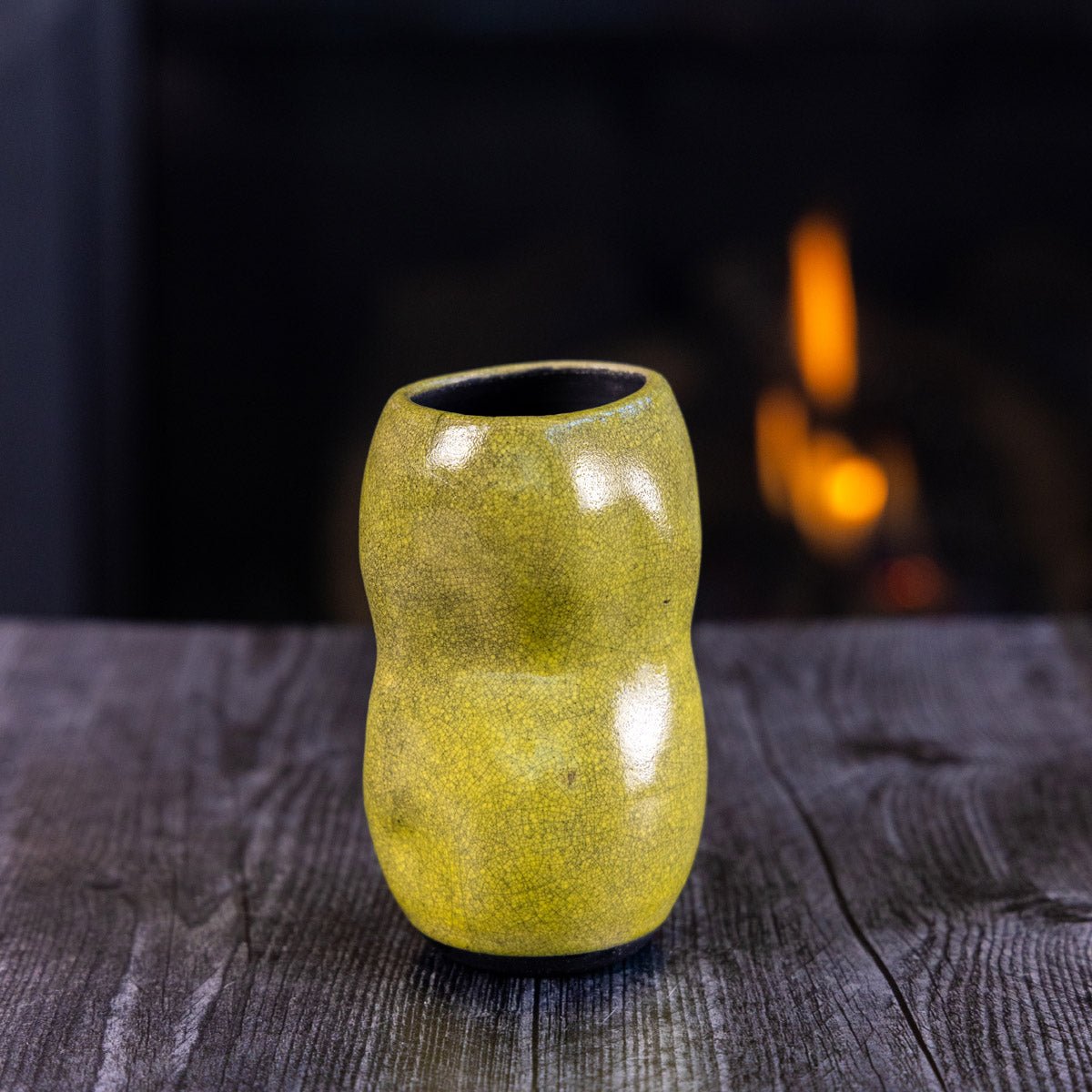 Pot #361 - Medium Raku - Fired Decorative Manipulated Pot/Vase - Dan Pearce Ceramics