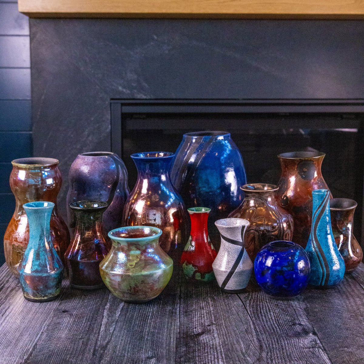 Pot #361 - Medium Raku - Fired Decorative Manipulated Pot/Vase - Dan Pearce Ceramics