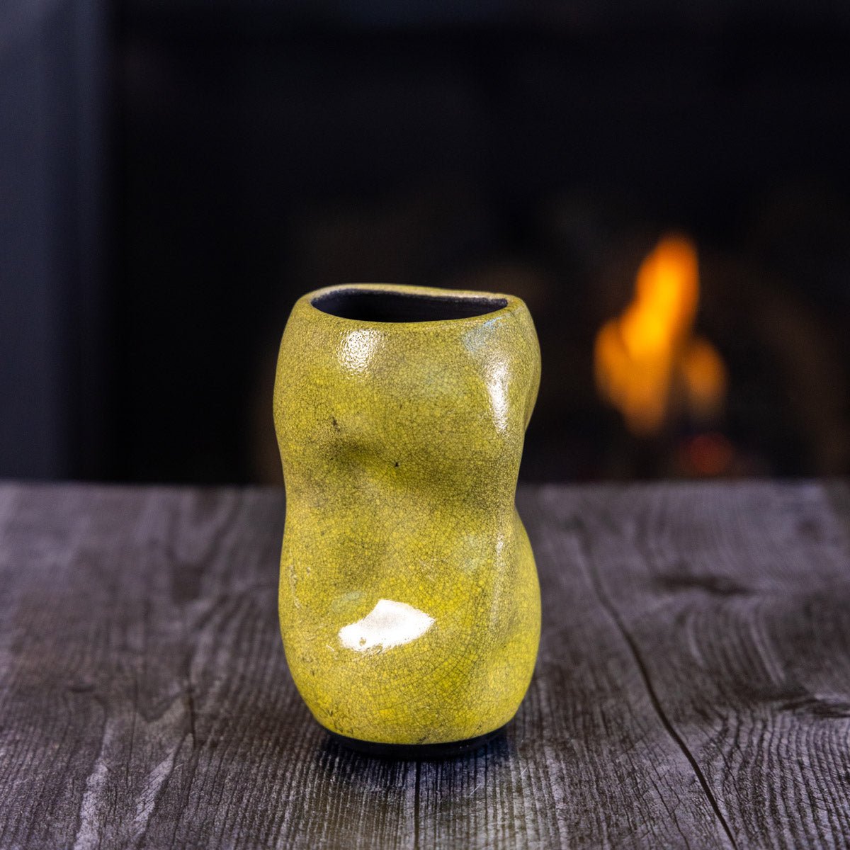 Pot #361 - Medium Raku - Fired Decorative Manipulated Pot/Vase - Dan Pearce Ceramics