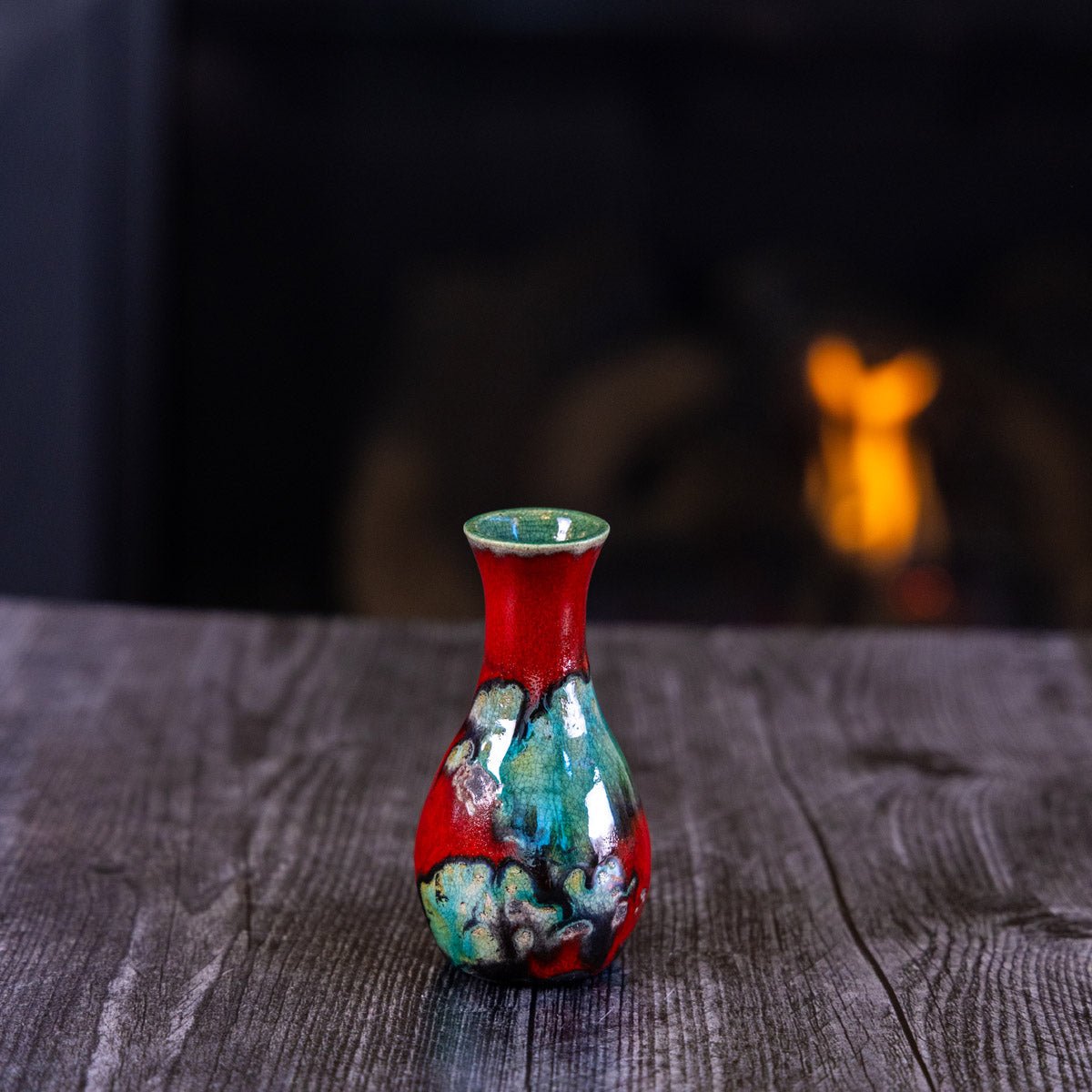 Pot #366 - Small Raku - Fired Decorative Bud Vase - Dan Pearce Ceramics