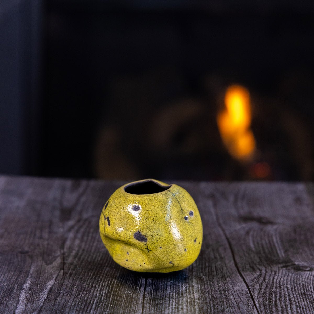 Pot #375 - Small Raku - Fired Decorative Manipulated Sphere Pot - Dan Pearce Ceramics