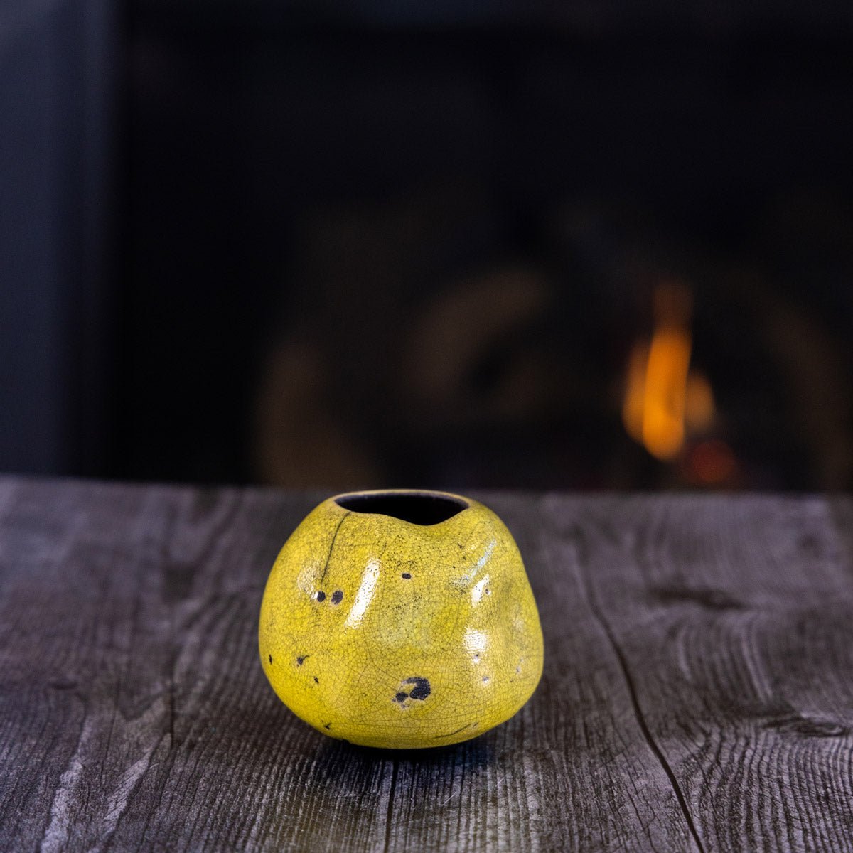 Pot #375 - Small Raku - Fired Decorative Manipulated Sphere Pot - Dan Pearce Ceramics