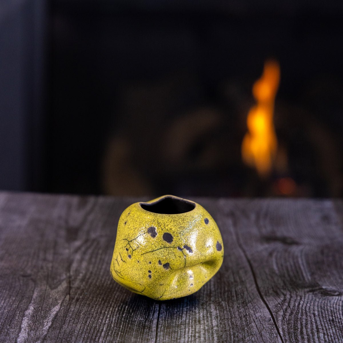 Pot #375 - Small Raku - Fired Decorative Manipulated Sphere Pot - Dan Pearce Ceramics