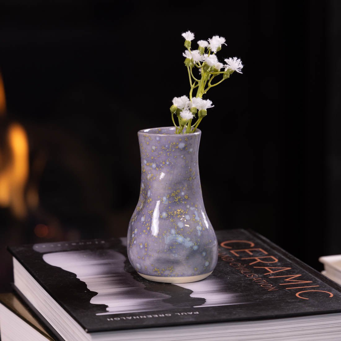 Pot #38 - Small Manipulated Pot (Spotted Yellow and Lavender) - Dan Pearce Ceramics