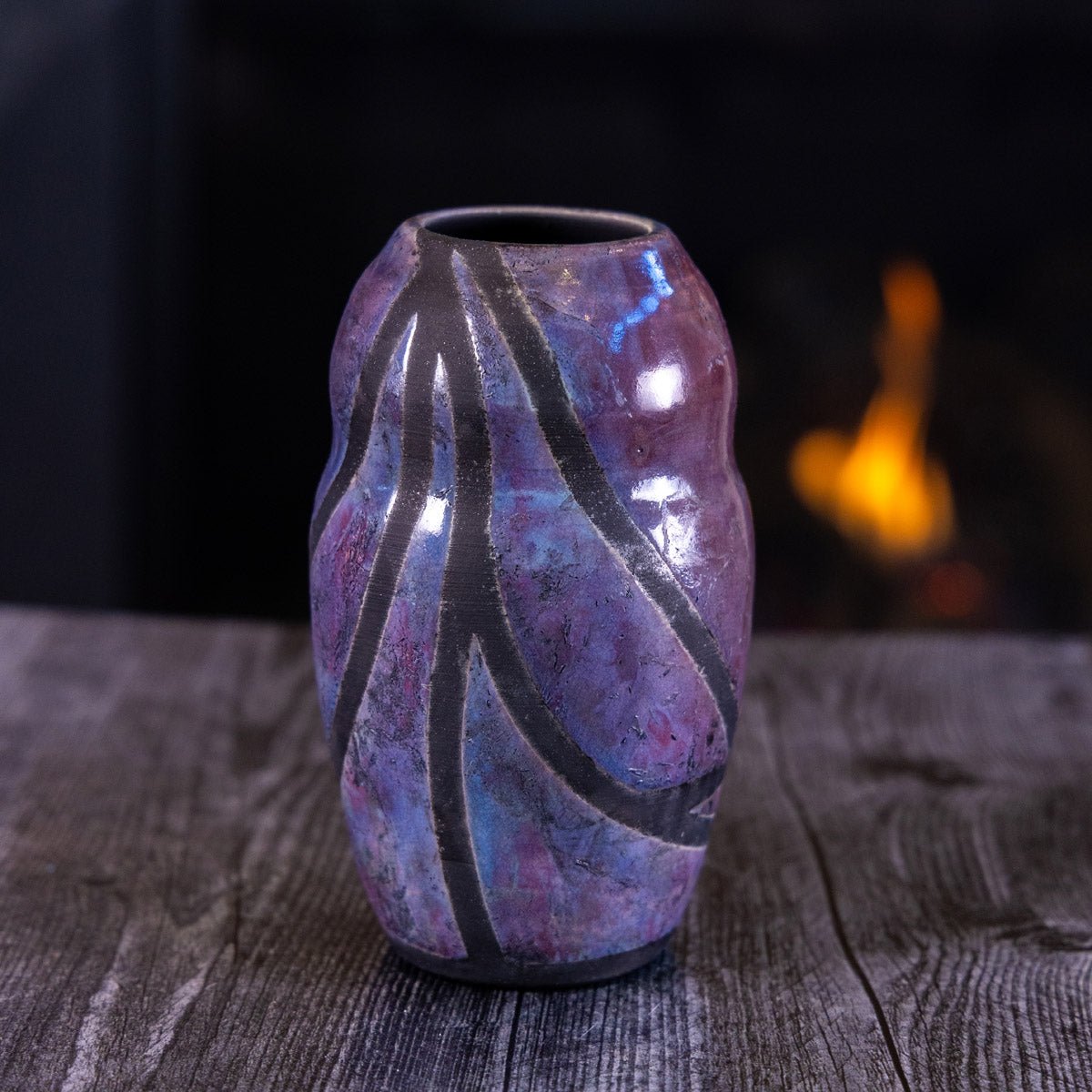 Pot #388 - Large Raku - Fired Decorative Vase - Dan Pearce Ceramics